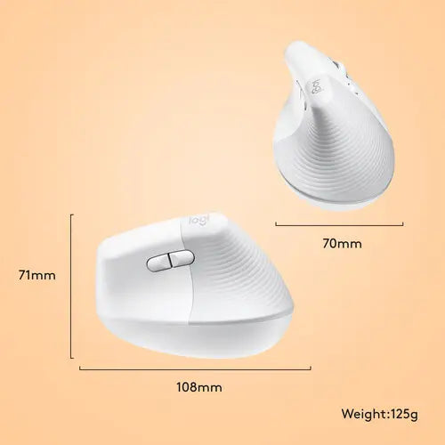 Logitech LIFT for Mac Vertical Ergonomic Mouse - Off-White