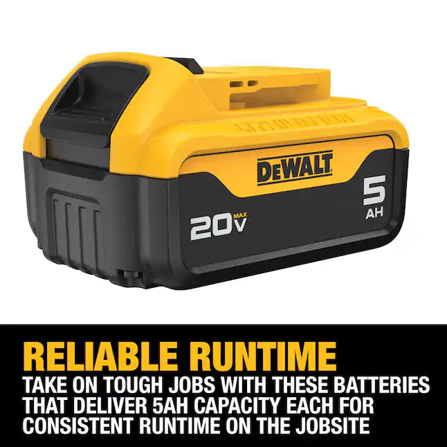 Dewalt 20V MAX 2-Pack 5Ah Lithium Ion Battery and Charger Kit - DCB205-2C