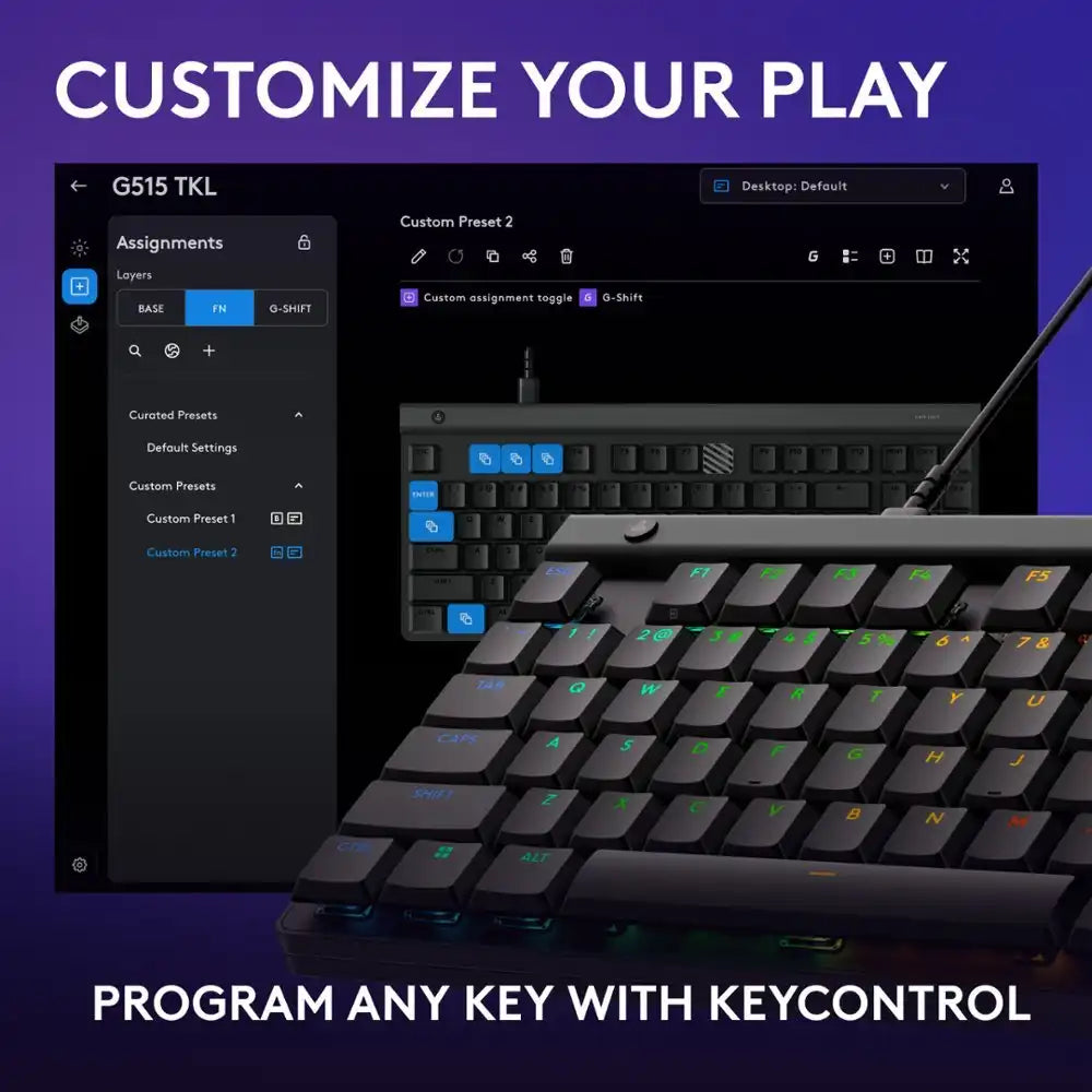 Logitech G515 TKL Wired Tactile Low-Profile Gaming Keyboard - 920-012868 - Black
