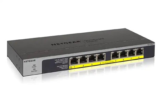 Netgear GS108LP 8-Port Gigabit Ethernet PoE+ Unmanaged Switch with FlexPoE - GS108LP-100NAS